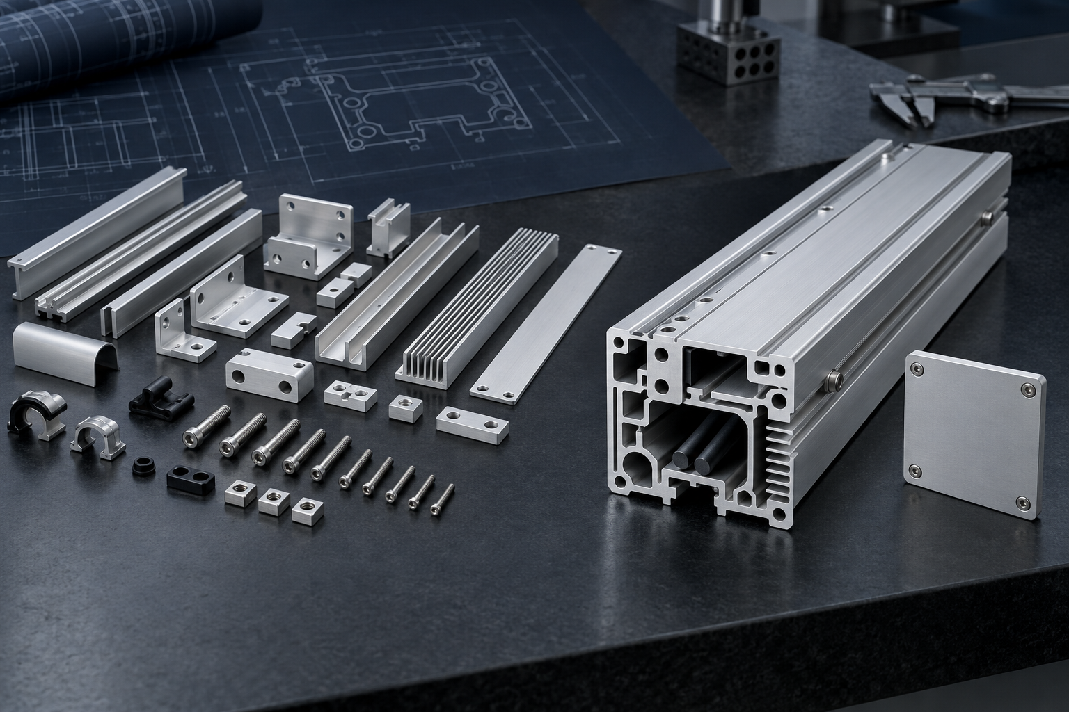 Separate aluminum brackets rails covers and fasteners compared with one integrated custom extrusion